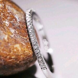 Cubic Zirconia Silver Diamond Band Size 6